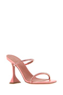 Amina Muaddi Pink Leather Gilda Mules