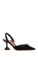 Amina Muaddi Black Satin Rosie Pumps