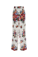 Dolce & Gabbana Printed Twill Wide Leg Pant