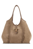 Tod's Dove Grey Suede Medium Shoulder Bag
