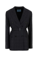 Blazer in lana con ricamo Prada