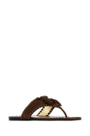 Prada Brown Suede Thong Slippers
