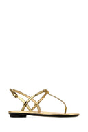 Prada Gold Leather Thong Sandals