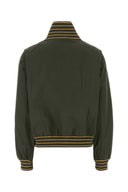 Prada Army Green Poplin Bomber Jacket