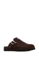 Prada Dark Brown Suede Slippers