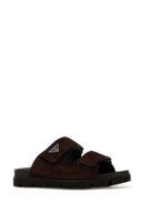 Prada Dark Brown Suede Slippers