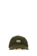 Miu Miu Olive Green Cotton Baseball Cap
