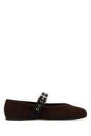 Miu Miu Dark Brown Suede Ballerinas