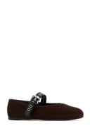 Miu Miu Dark Brown Suede Ballerinas