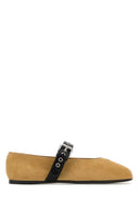 Miu Miu Beige Suede Ballerinas