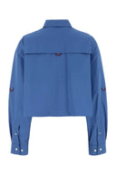Camicia oversize in popeline ceruleo di Miu Miu