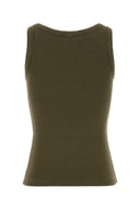 Débardeur en coton stretch vert armée Miu Miu