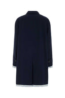 Miu Miu Dark Blue Poplin Trench Overcoat