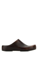 Pantofole in pelle marrone scuro Miu Miu