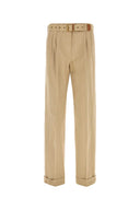 Pantaloni Miu Miu in cotone beige