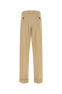 Pantaloni Miu Miu in cotone beige