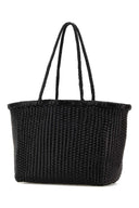 Dragon Diffusion Black Leather B Weave Bucket Bag