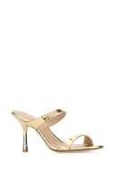 Stuart Weitzman Gold Leather Nudist Mules