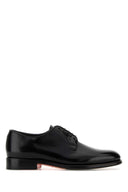 Santoni Black Leather Ensley Lace Up Shoes