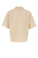 Auralee Sand Crochet Tussah Polo Shirt