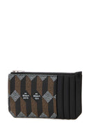 Au Depart Printed Leather Card Holder