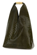 Mm6 Maison Margiela Olive Green Leather Medium Japanese Shoulder Bag