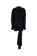 The Attico Black Satin Shirt Dress