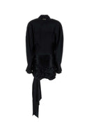 The Attico Black Satin Shirt Dress
