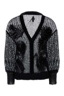 The Attico Black Crochet Cardigan