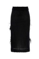 The Attico Black Stretch Crochet Skirt