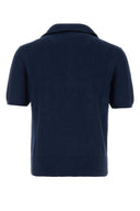 Dolce & Gabbana Navy Blue Cotton Blend Polo Shirt