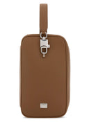 Borsa a mano con chiusura in pelle color cammello Dolce & Gabbana