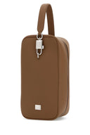 Borsa a mano con chiusura in pelle color cammello Dolce & Gabbana