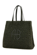 Anine Bing Army Green Crochet Large Rio Shopping Bag