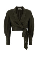 Zimmermann Olive Green Silk Blouse