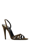 Saint Laurent Army Green Satin Kate Sandals