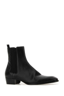 Saint Laurent Black Leather Chelsea Stanton Ankle Boots
