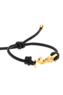 Saint Laurent Black Leather Cassandre Bracelet