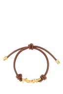 Saint Laurent Brown Leather Cassandre Bracelet
