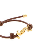 Saint Laurent Brown Leather Cassandre Bracelet