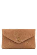 Saint Laurent Antiqued Pink Suede Envelope Clutch