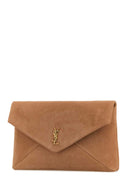Saint Laurent Antiqued Pink Suede Envelope Clutch