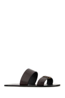Saint Laurent Dark Brown Leather Babylone Slippers