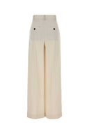 Brunello Cucinelli Ivory Viscose Blend Wide Leg Pant