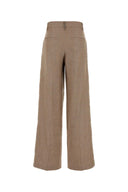Brunello Cucinelli Cappuccino Linen Blend Wide Leg Pant