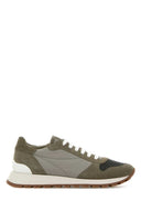Brunello Cucinelli Dove Grey Suede And Fabric Sneakers