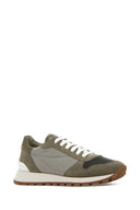 Brunello Cucinelli Dove Grey Suede And Fabric Sneakers
