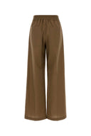 Brunello Cucinelli Brown Cotton Blend Wide Leg Pant