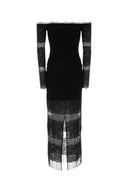 Blumarine Black Lace And Mesh Long Dress