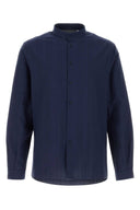 Brunello Cucinelli Camisa de algodón azul marino